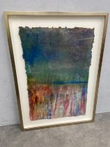 Robin Richmond (b.1951), a contemporary abstract mixed media painting on handmade pulp paper