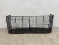 A 19th century brass and iron wirework fireside nursery fender. H49 W.131 D.40cm.