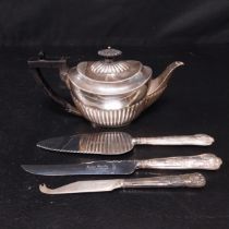 A C.1900 hallmarked silver teapot by Albert Henry Thompson together with a 19th century silver