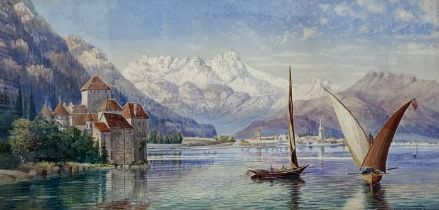 Sir John Charles Ardagh (1840-1907), a 19th century watercolour depicting the Château de Chillon