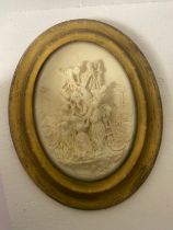 A C.1900 carved meerschaum bas relief wall plaque after the original painting titled 'The Descent