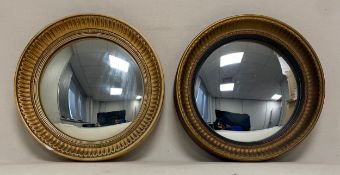 Two vintage Regency style wall mirrors with convex plates. Dia.34cm each.
