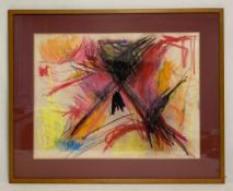 A contemporary abstract pastel drawing on paper by Barry Kostrinsky, signed to the bottom right in a