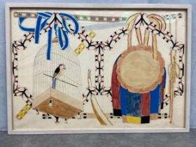 A late 18th century etched and hand-coloured Chinoiserie wallpaper border for a music room in a