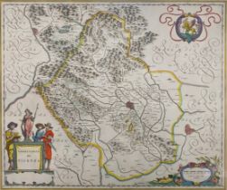 A vintage hand coloured map after the 17th century original titled 'Territorio di Vicenza' by Joan