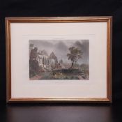 Felix Benoist (1818-1896), a 19th century lithograph titled 'Beaumont-le-Roger'. Framed and