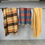 Two vintage wool blankets together with a Harrods mohair throw with maker's label. 230x170cm. (
