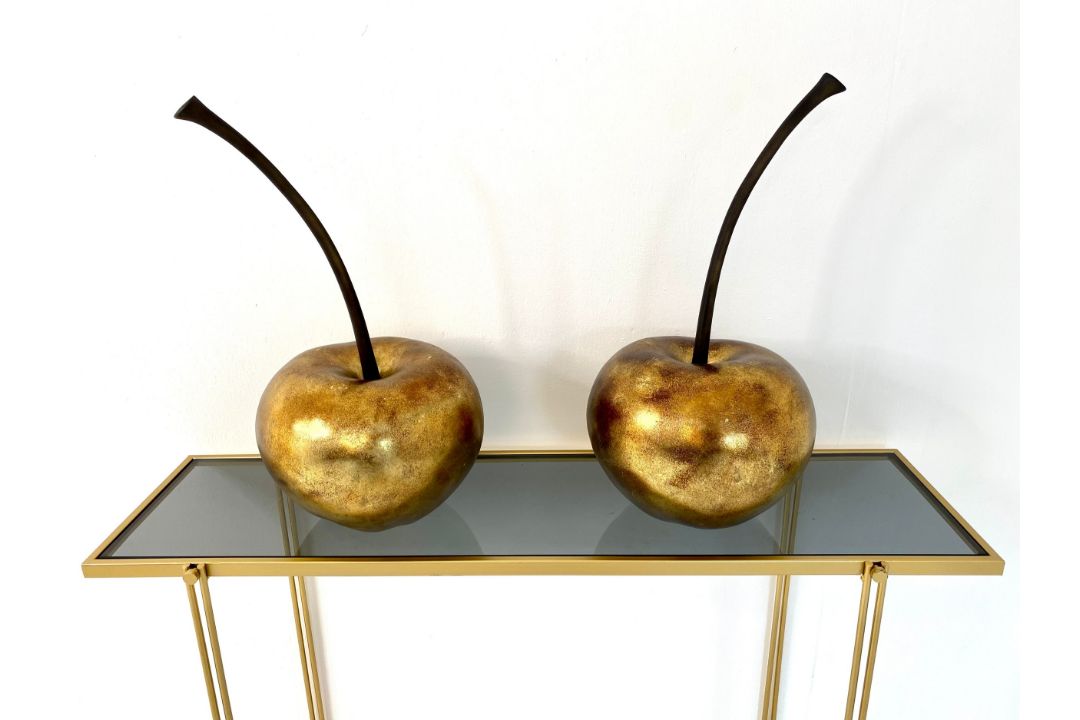 A pair of decorative composite cherries in a gold lacquered finish. H.46cm. - Image 1 of 11