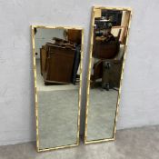 Two vintage faux bamboo wall mirrors. 123x33cm. (Largest).