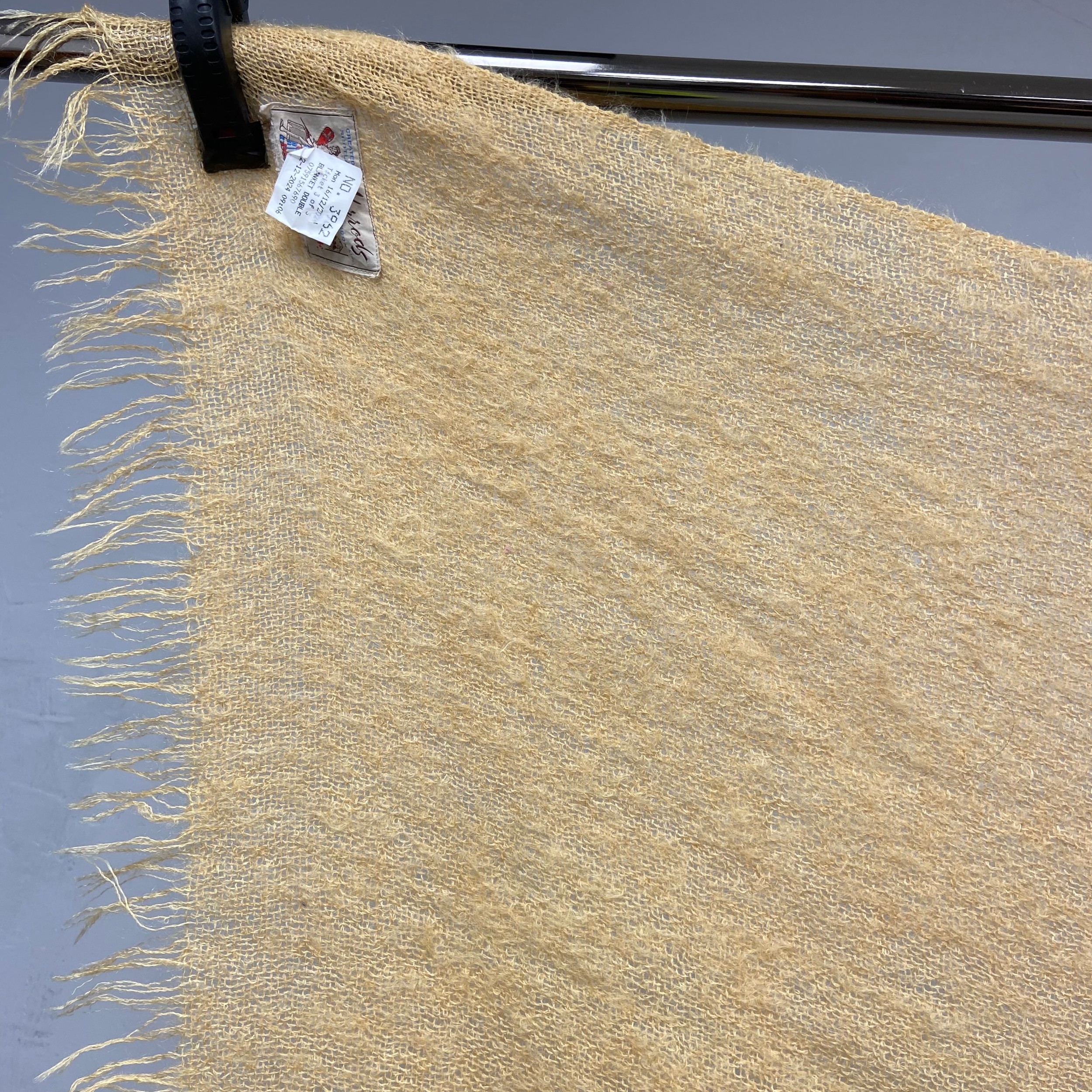 Two vintage wool blankets together with a Harrods mohair throw with maker's label. 230x170cm. ( - Image 6 of 8