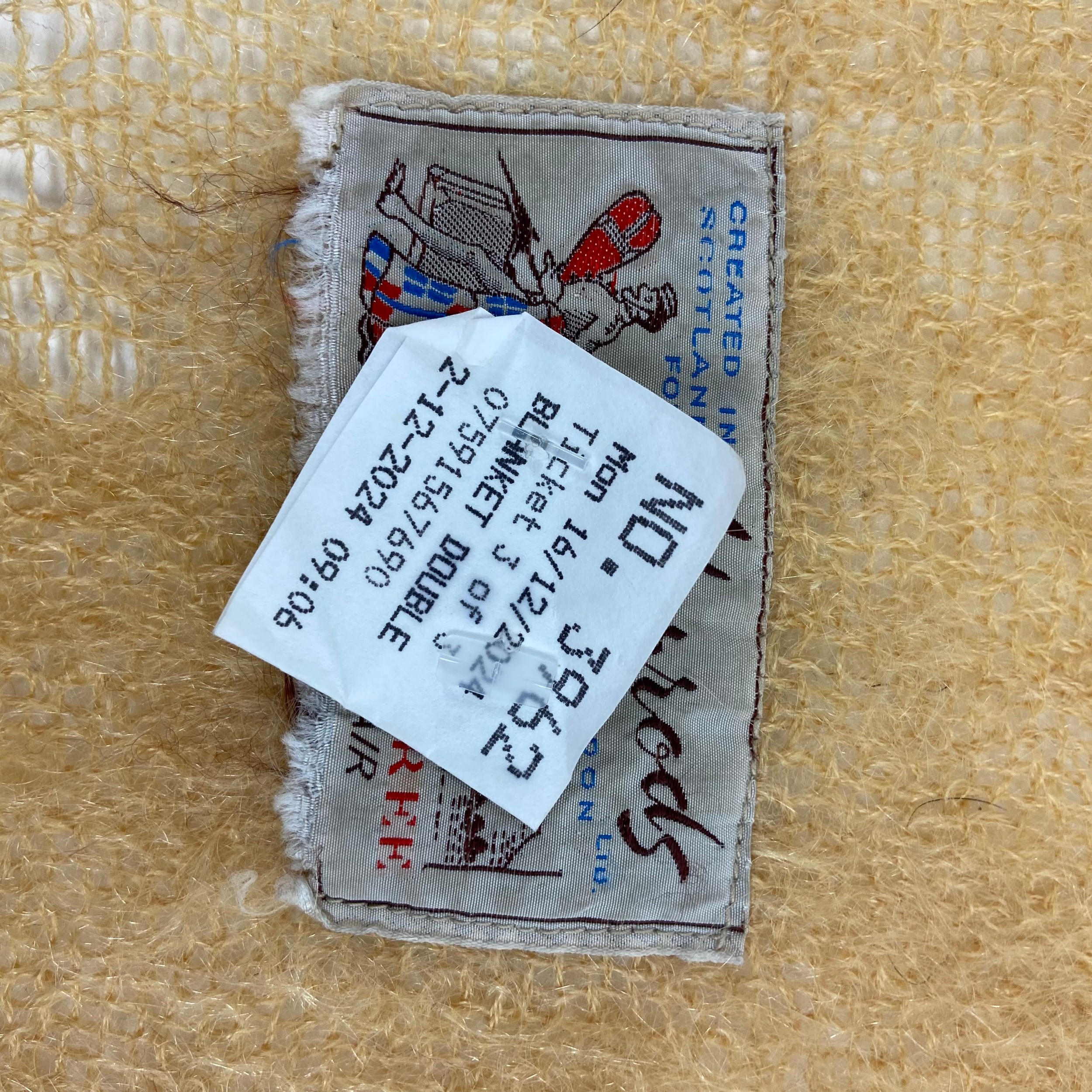 Two vintage wool blankets together with a Harrods mohair throw with maker's label. 230x170cm. ( - Image 7 of 8