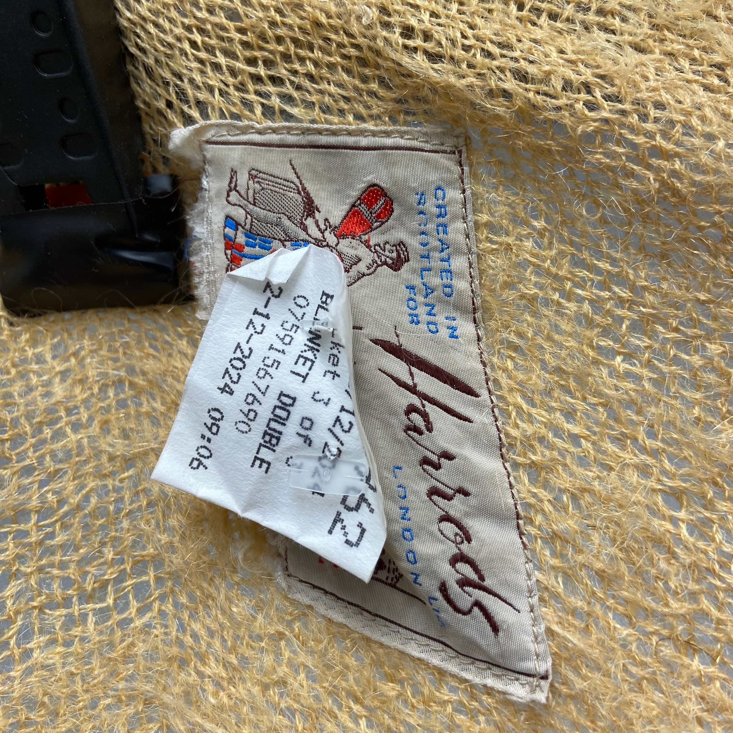 Two vintage wool blankets together with a Harrods mohair throw with maker's label. 230x170cm. ( - Image 8 of 8