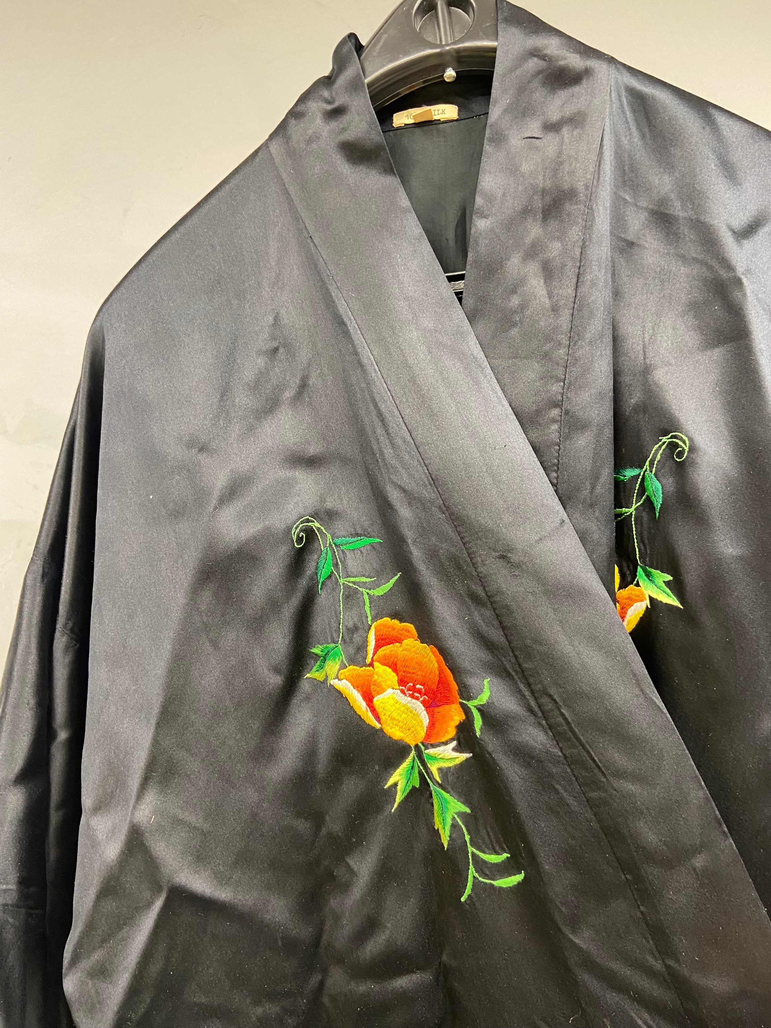 A mixed collection to include two silk shawls, two kimonos and an Eastern embroidered velvet - Image 9 of 12