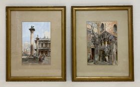 A pair of contemporary prints after the original C.1900 paintings titled 'The Piazzetta di San