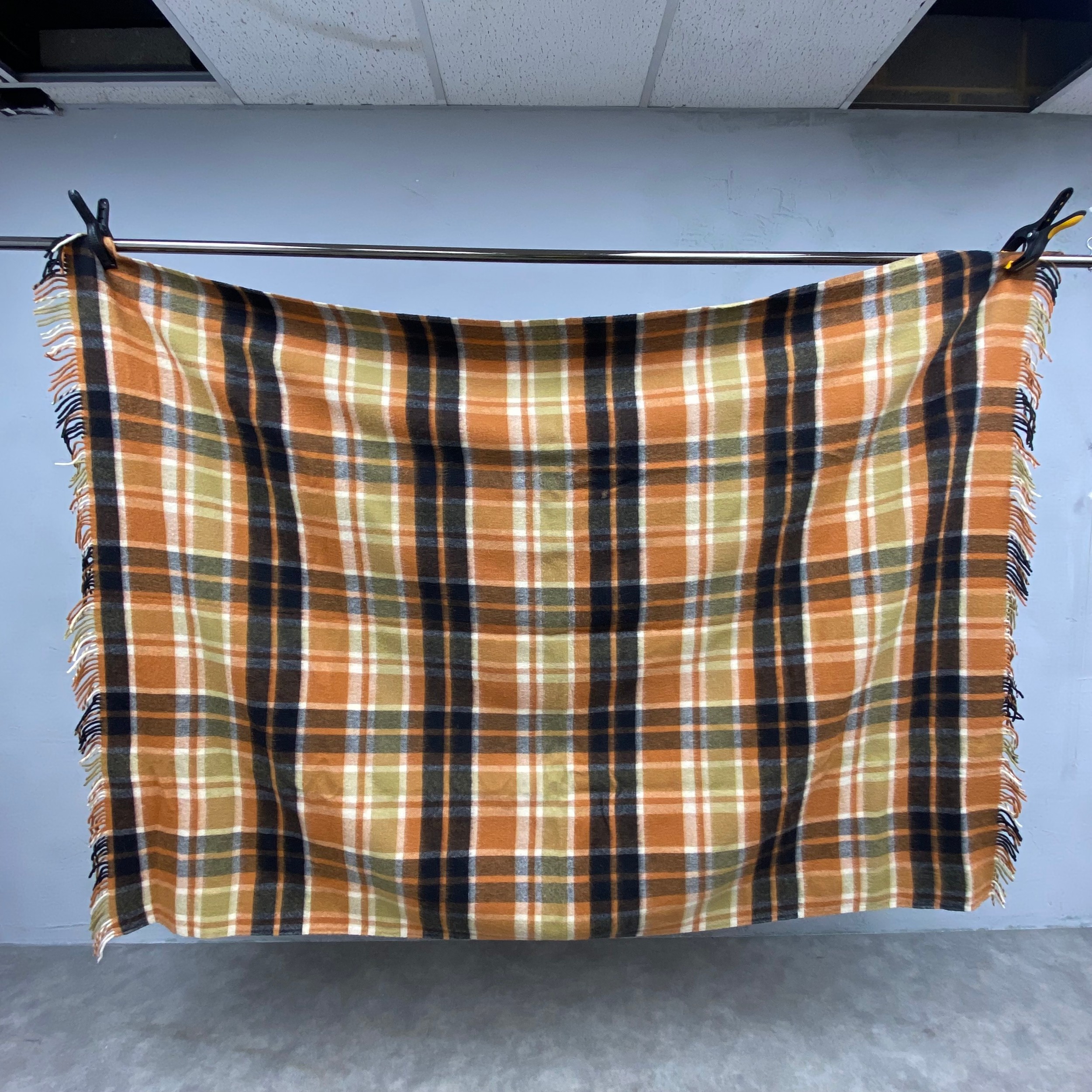 Two vintage wool blankets together with a Harrods mohair throw with maker's label. 230x170cm. ( - Image 2 of 8
