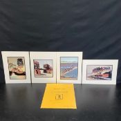 Seiji Fujishiro (b.1924), a set of four contemporary Japanese kage-e or shadow picture lithographs