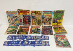 A mixed lot to include 102 Pokemon cards together with 11 vintage Marvel and other comic books.