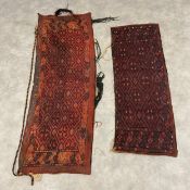 Two 19th century hand woven Afghan Turkmen tribal Ukbash or Jalla tapestries each with repeating