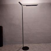 A contemporary brushed metal standard reading lamp with dimmer function. H.231cm