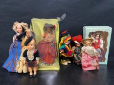 A collection of eight circa 1950/60s vintage dolls to include 'Miss Lencia' (Torino) a Native