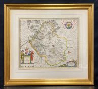 A vintage hand coloured map after the 17th century original titled 'Territorio di Vicenza' by Joan