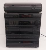 A JVC HiFi with integrated dual tape cassette, AMP and tuner, with plug in CD and phono deck. (No CD