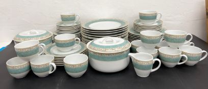 A Wedgwood 'Aztec' design part dinner service comprising 12 teacups and saucer, 3 larger teacups and