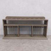 A painted wall hanging kitchen plate rack. H.59 W.114.5 D.25cm