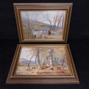 John S Dewar, two 19th century watercolours, Scottish landscapes with figures, signed with gallery
