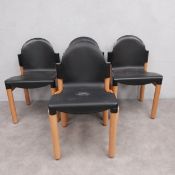 A set of four vintage plastic and bentwood stacking 'Flex' dining chairs by Gerd Lange for Thonet