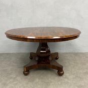 A 19th century Willian IV rosewood dining table with circular tilt-top over the faceted baluster