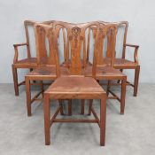 A set of six late 19th century light oak dining chairs in the Georgian style. Seat height 47cm.