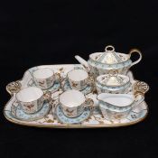 A late 19th century Taylor Tunnicliff tea service on matching tray with maker's marks to the