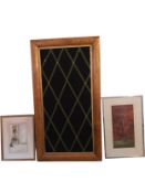 A large 19th century maple frame with gilt slip converted to a noticeboard, an early 20th century