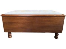 An ottoman box seat with tapestry upholstered lift up top. H.43 W.92 D.50cm.