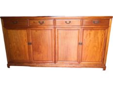 A contemporary Chinese stained and polished to match Lot 56, hardwood sideboard fitted with frieze