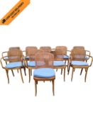 A set of ten vintage bentwood armchairs stamped Ligna Czechoslovakia. H.89cm. (One with arms