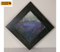 An oil on board, woodland with bluebells, monogrammed. 42x42cm.