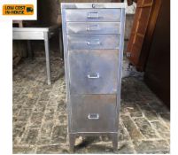 A vintage polished steel dwarf filing cabinet. H.100 W.35 D.49cm.