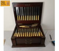 An extensive early 20th century silver plated cutlery canteen for twelve placings with steel bladed,