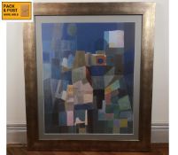 A large acrylic on canvas laid board, abstract Cubist style geometric study after Fernando Alvarez