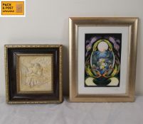 A Neoclassical style composite resin moulded bas relief wall plaque depicting Daphnis and Chloe