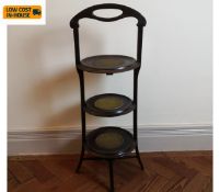 A late 19th century mahogany three tier cakestand in the Art Nouveau style. H.78cm.