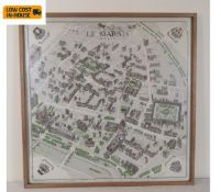 A 1980s reproduction map of Le Marais district, Paris, after the original 20th century map by