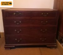 A Georgian mahogany chest of drawers. H.85 W.112 D.60cm. (Base from a chest on chest).