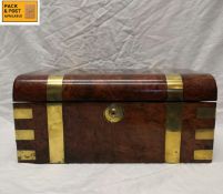 A large 19th century writing slope well fitted and brass bound. H.18 W.40 D.24cm.