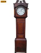 A Georgian oak longcase clock with eight day movement and a painted dial by Adam Liddell, Liverpool,