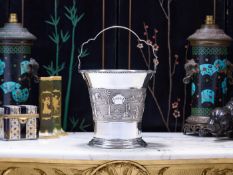 AN INDIAN SILVER ICE BUCKET