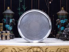 A LARGE 19TH CENTURY STERLING SILVER SALVER, C. 1880 WILLIAM SPURRIER LTD