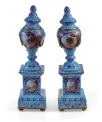 A RARE AND IMPORTANT PAIR OF 18TH CENTURY BILSTON ENAMEL CASSOLETTES